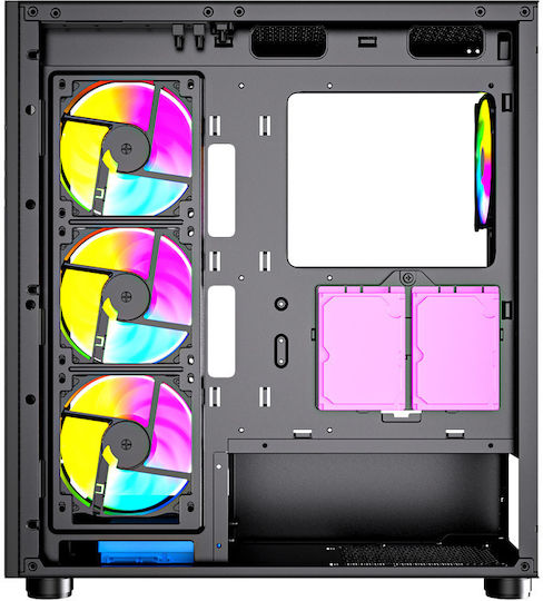 Gembird Fornax X450MAX Gaming Midi Tower Computer Case with Window Panel and RGB Lighting Black