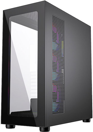 Gembird Fornax X450MAX Gaming Midi Tower Computer Case with Window Panel and RGB Lighting Black
