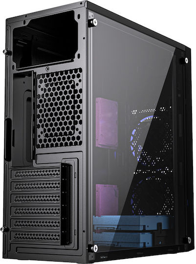 Gembird Fornax M100B Gaming Midi Tower Κουτί Υπολογιστή με Πλαϊνό Παράθυρο Μαύρο