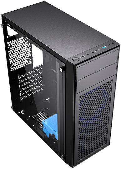 Gembird Fornax M100B Gaming Midi Tower Κουτί Υπολογιστή με Πλαϊνό Παράθυρο Μαύρο