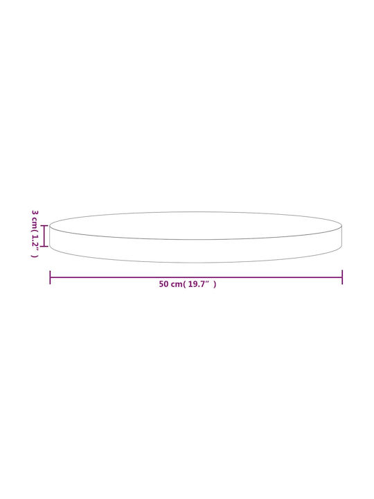 vidaXL Round Table Surface made of Solid Wood in Beige Color 50x50x3cm 833661 1pcs