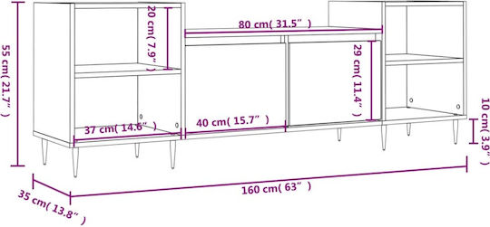 Телевизионни Мебели Бял М160xД35xВ55см