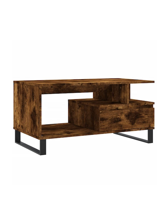 Square Wooden Coffee Table Καπνιστή Δρυς L90xW49xH45cm