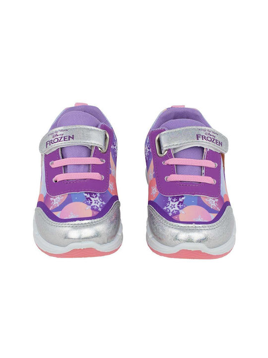 Disney Παιδικά Sneakers Frozen με Φωτάκια Ροζ-Μωβ