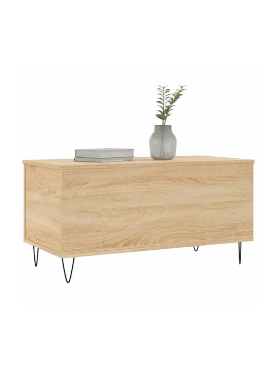 Rectangular Central Wooden Coffee Table with Lifting Mechanism Sonoma Oak W90xL44.5xH45cm