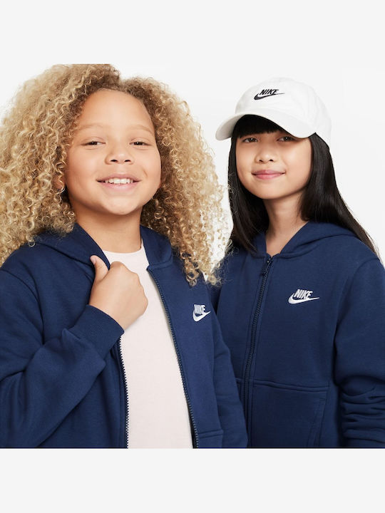 Fleece Kids Sweatshirt Cardigan With Hood And Pockets Navy Blue Nsw Club Flc