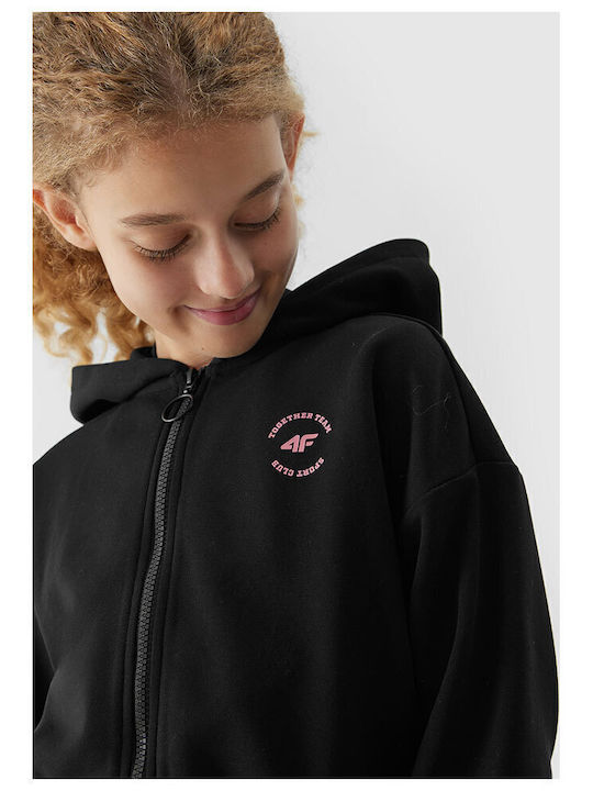 Kinderstrickjacke mit Kapuze Schwarz
