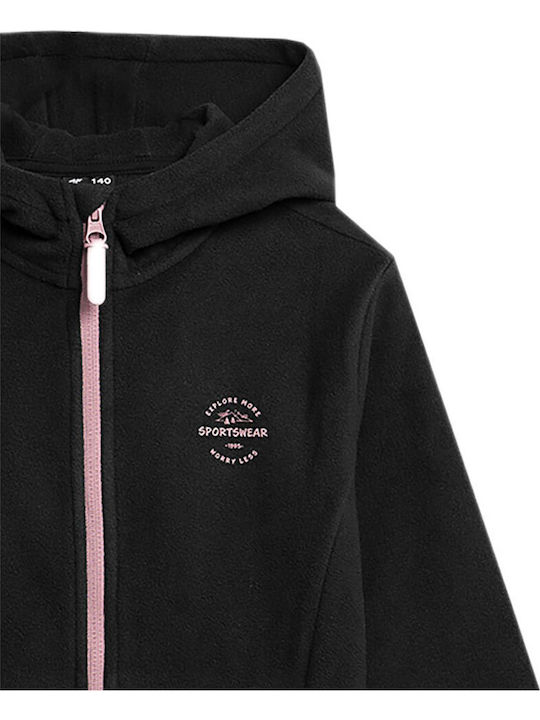 Παιδική Ζακέτα Fleece με Κουκούλα Μαύρη