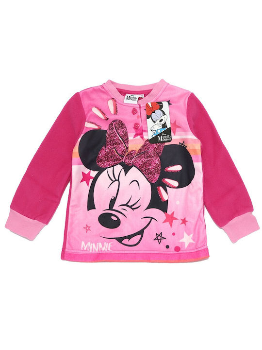 Disney Παιδική Πιτζάμα Χειμωνιάτικη Fleece Φούξια