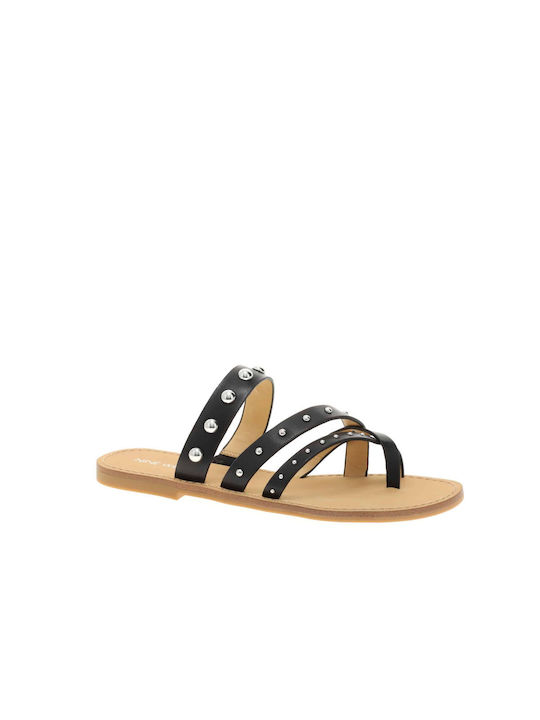 Nine West Leather Women's Flat Sandals in Black Color