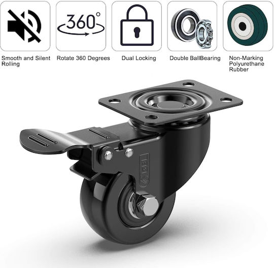 Plastic Furniture Wheel Suitable for Wheeled Black 5x5cm 4buc