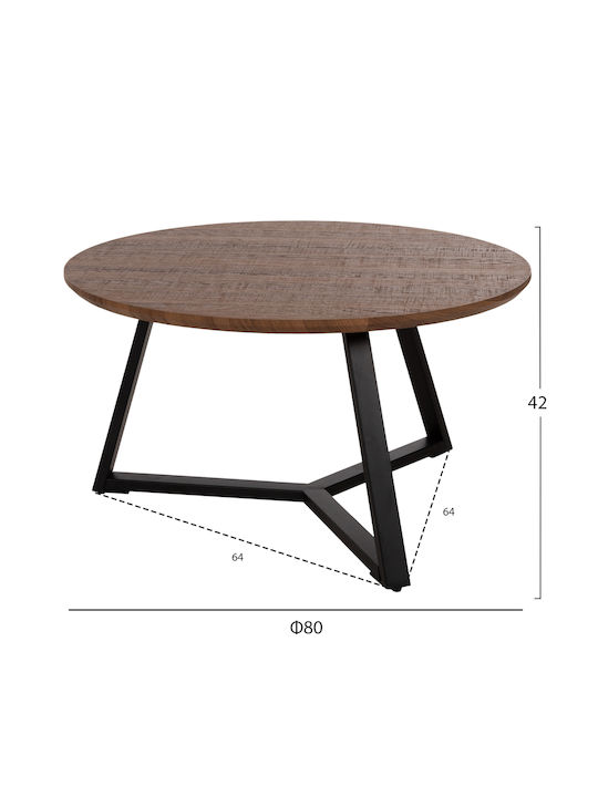 Rund Couchtisch Holz Μαύρη L80xB80xH42cm