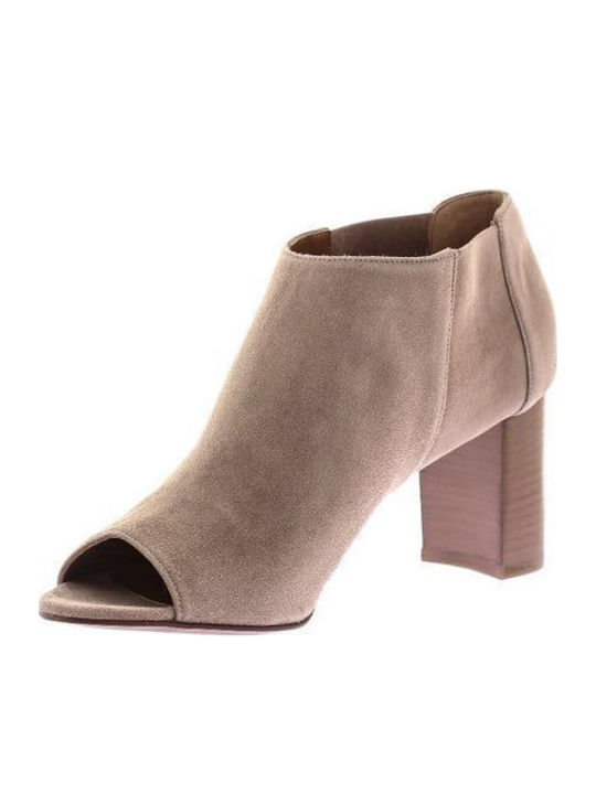 Suede Women's Ankle Boots Beige