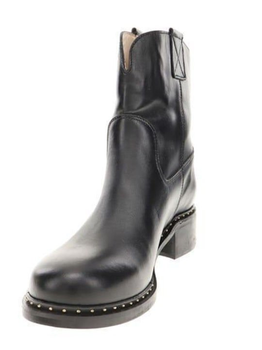 Leder Damen Knöchelstiefel Schwarz