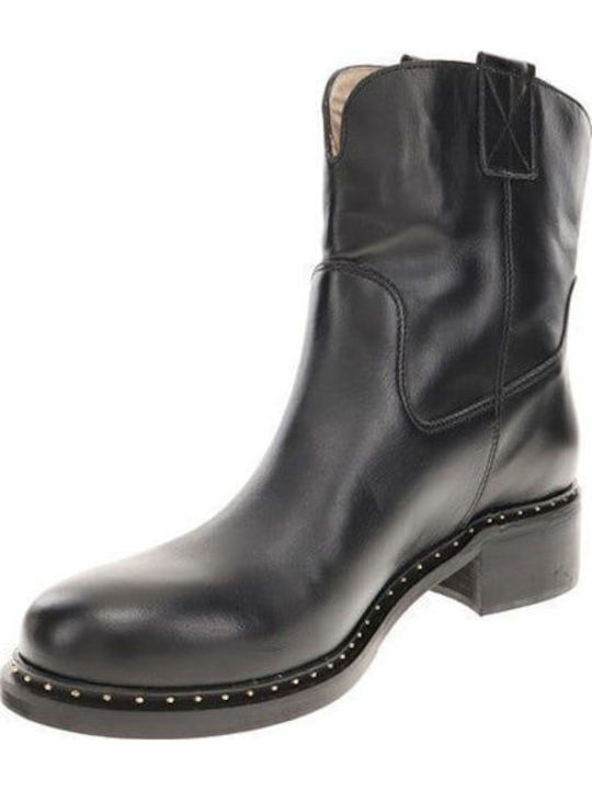 Leder Damen Knöchelstiefel Schwarz
