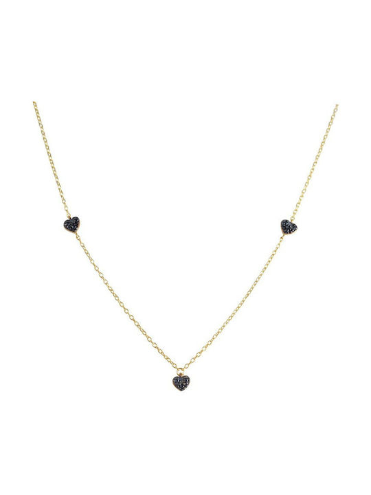 TRIFYLLIS MANOS Necklace from Gold 9 K with Zircon