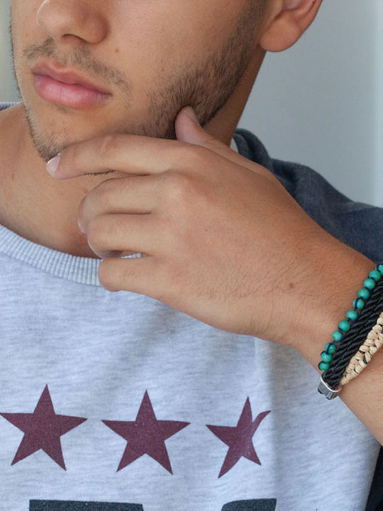 Studio Boneli Boho Men's Macrame Cord Bracelet 19cm