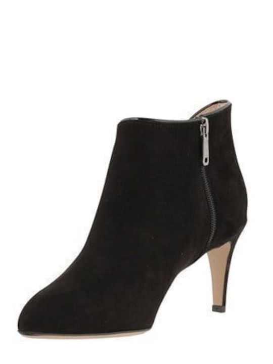 Leather Women's Ankle Boots with Medium Heel Black