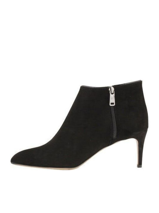 Leather Women's Ankle Boots with Medium Heel Black