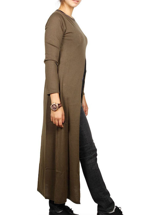 Damen Langarm Pullover Wolle Braun