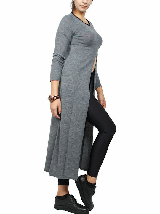 Damen Langarm Pullover Wolle Gray