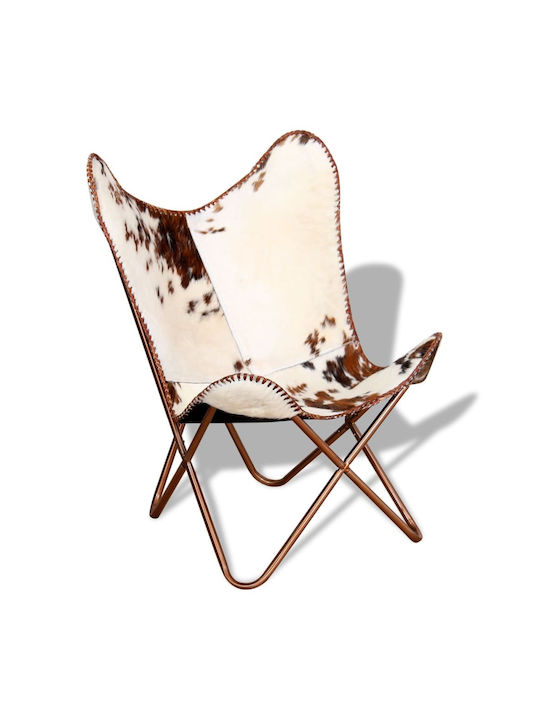din Piele Naturală Maro / Alb 74x66x90cm