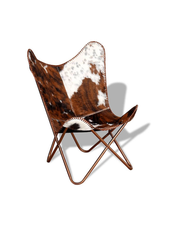 din Piele Naturală Maro / Alb 74x66x90cm