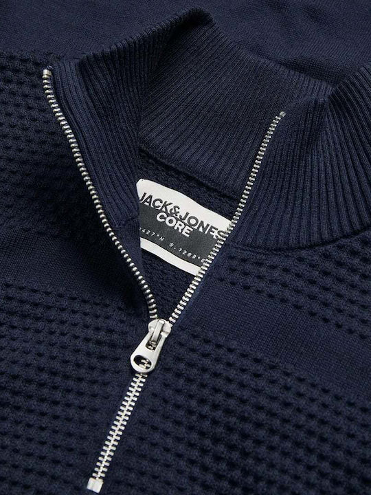 Jack & Jones Herren Langarm-Pullover Ausschnitt mit Reißverschluss Navy Blazer
