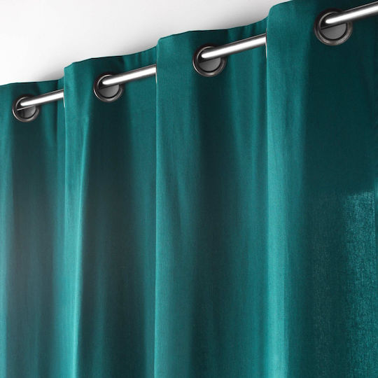 Douceur d'Intérieur Vorhang Für Fenster Mit Grommet L-c Twily Petrol Blau 135x180cm