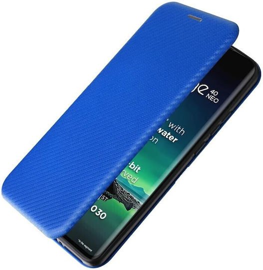 Carbon Fiber Книга Син (Motorola Edge 40 Neo)