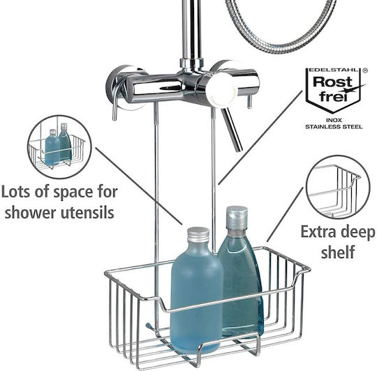 Wenko Montat pe perete Raft Baie Inox 25x36x14cm Albastră