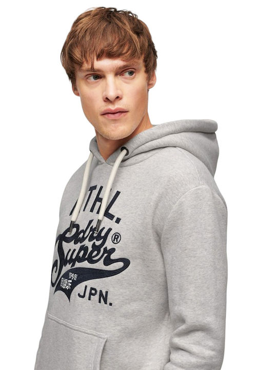 Ovin Athletic Script Graphic Sweatshirt with Hood Grey