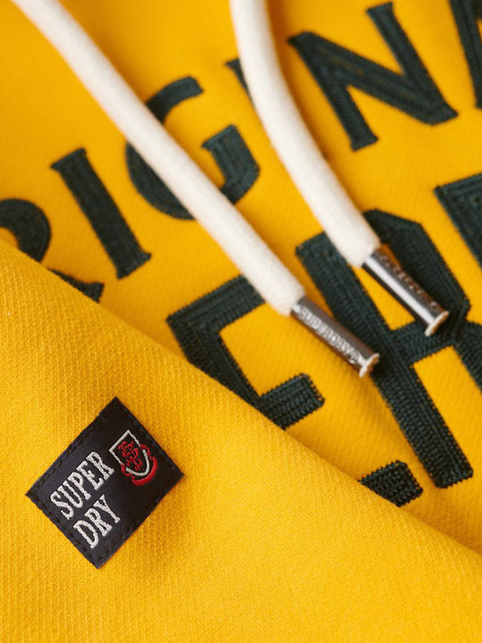 Ovin Athletic Script Graphic Sweatshirt with Hood Yellow
