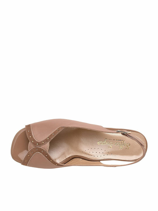 Leather Beige Low Heels