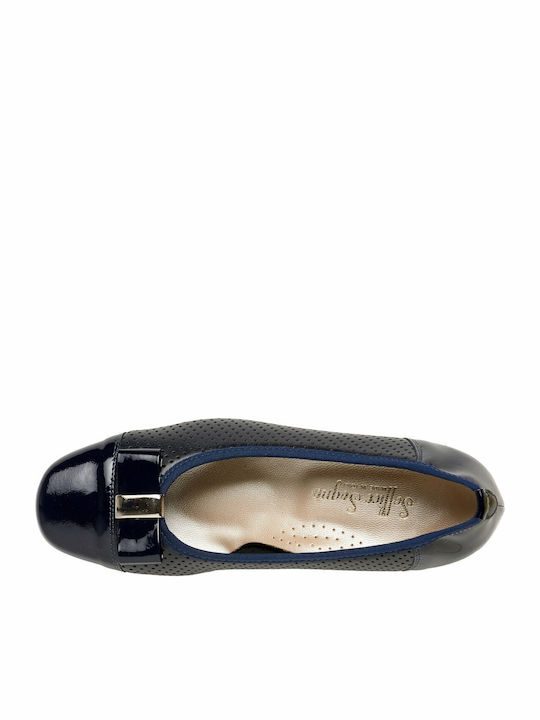 Leather Blue Low Heels