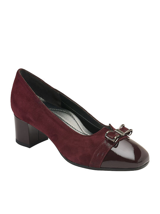 Leder Pumps mit flachem Absatz Burgundisch