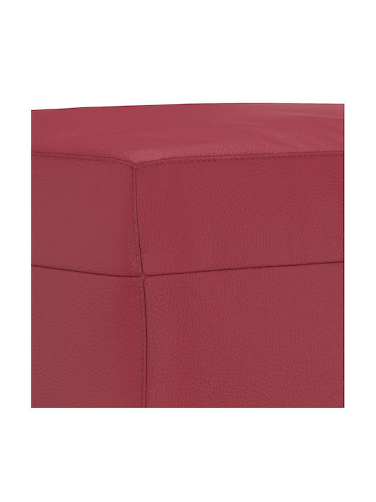 Burgundy Artificial Leather Footstool Upholstered 70x55x41cm