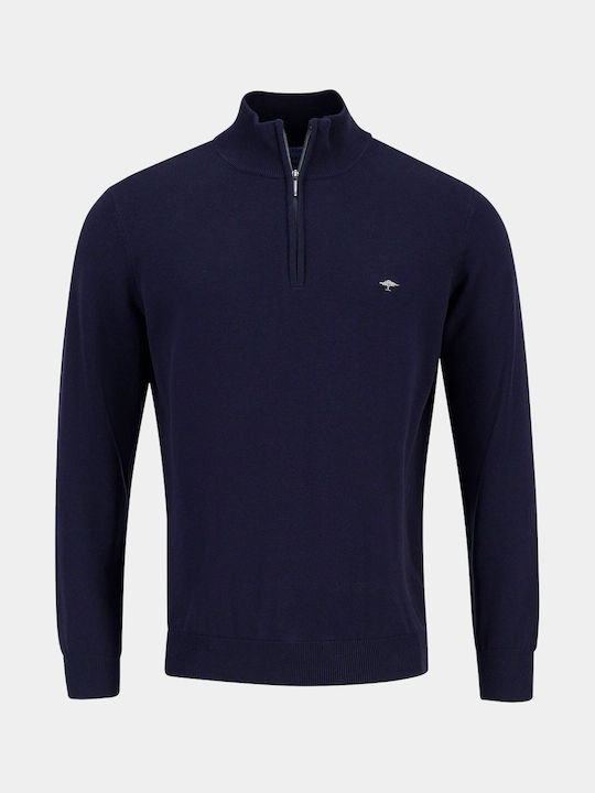 Fynch Hatton Herren Langarm-Pullover Ausschnitt mit Reißverschluss DarkBlue