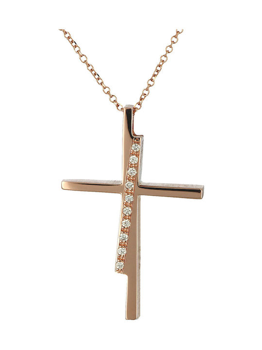 Triantos Damen Roségold Kreuz 14K mit Kette