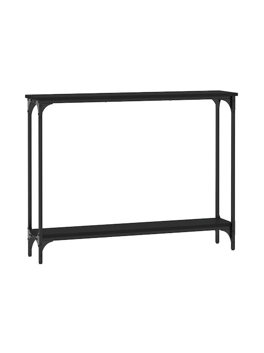 Console Table Wood & Metal Black Velvet-Black Metal L100xW22.5xH75cm