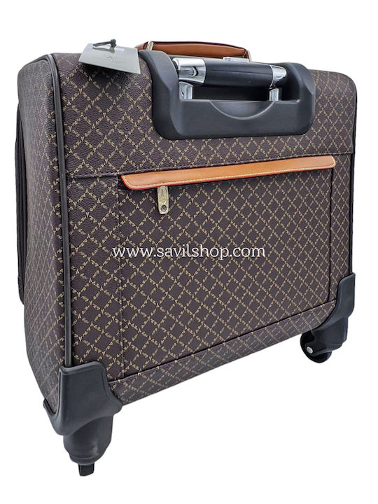 La tour Eiffel Valiză De Călătorie Cabină Din Material Textil Maro Cu 4 Roți Înălțime 37 Cm