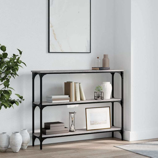 Console Table Wood & Metal Grey Sonoma L100xW22.5xH75cm