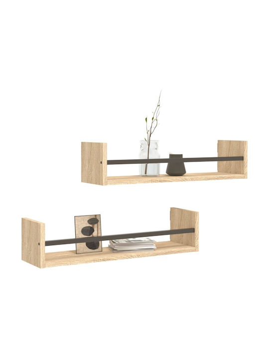 Sonoma Oak Wall Shelves (2 Pieces) 60x16x14cm