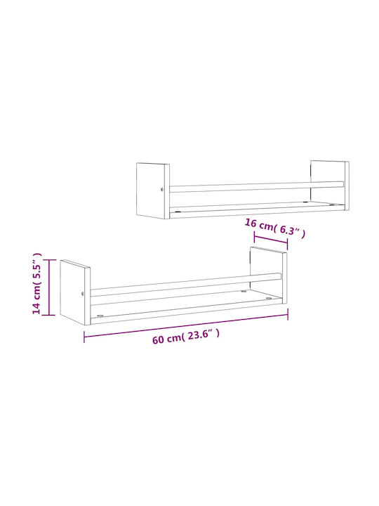 Sonoma Oak Wall Shelves (2 Pieces) 60x16x14cm