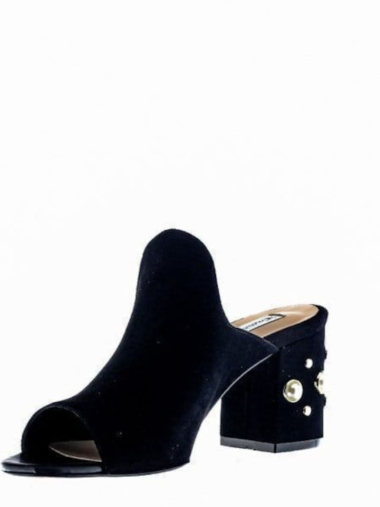 Мюли с Дебел Висока Ток Pearl Black