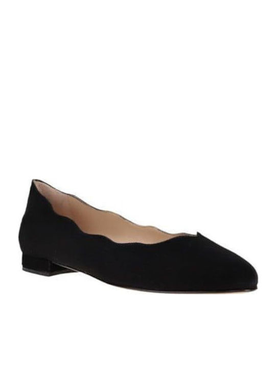 Lederne Damen Ballerinas in Schwarz Farbe