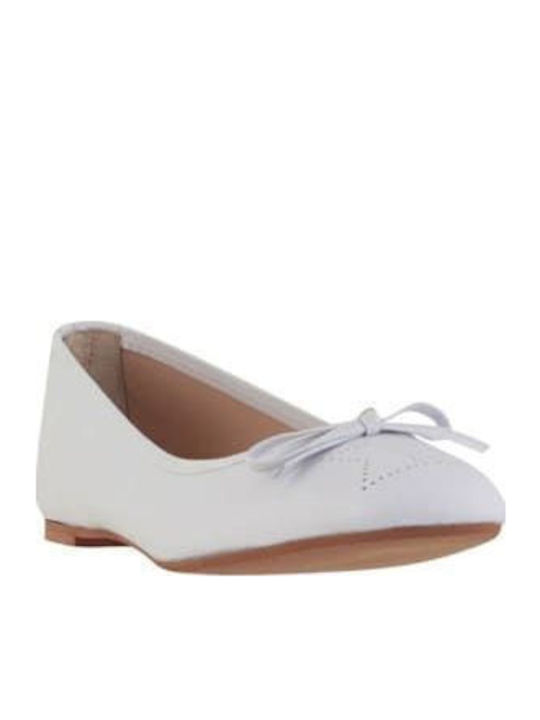Lederne Damen Ballerinas in Weiß Farbe