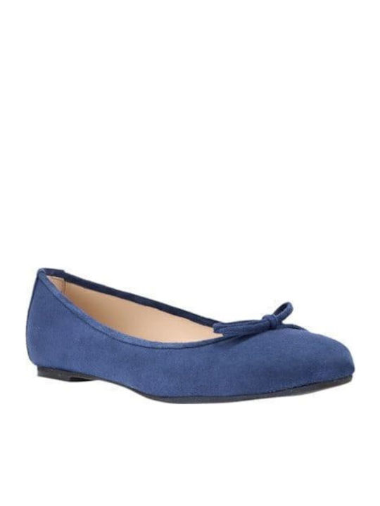 Δερμάτινες Γυναικείες Μπαλαρίνες σε Μπλε Χρώμα