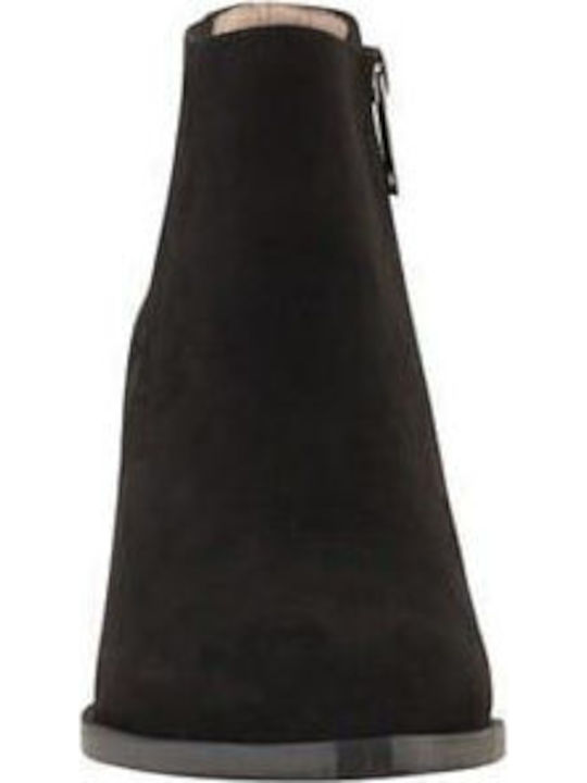 Leather Women's Ankle Boots with Medium Heel Black