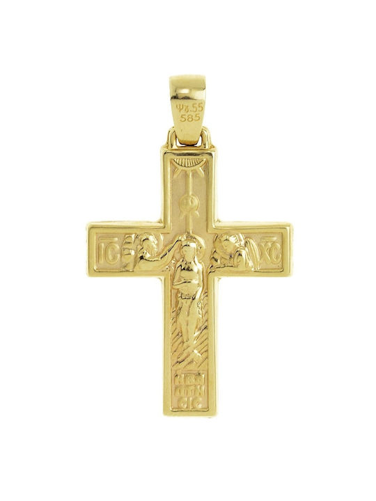 Senzio Belibasakis Men's Gold Cross 14K Double Sided